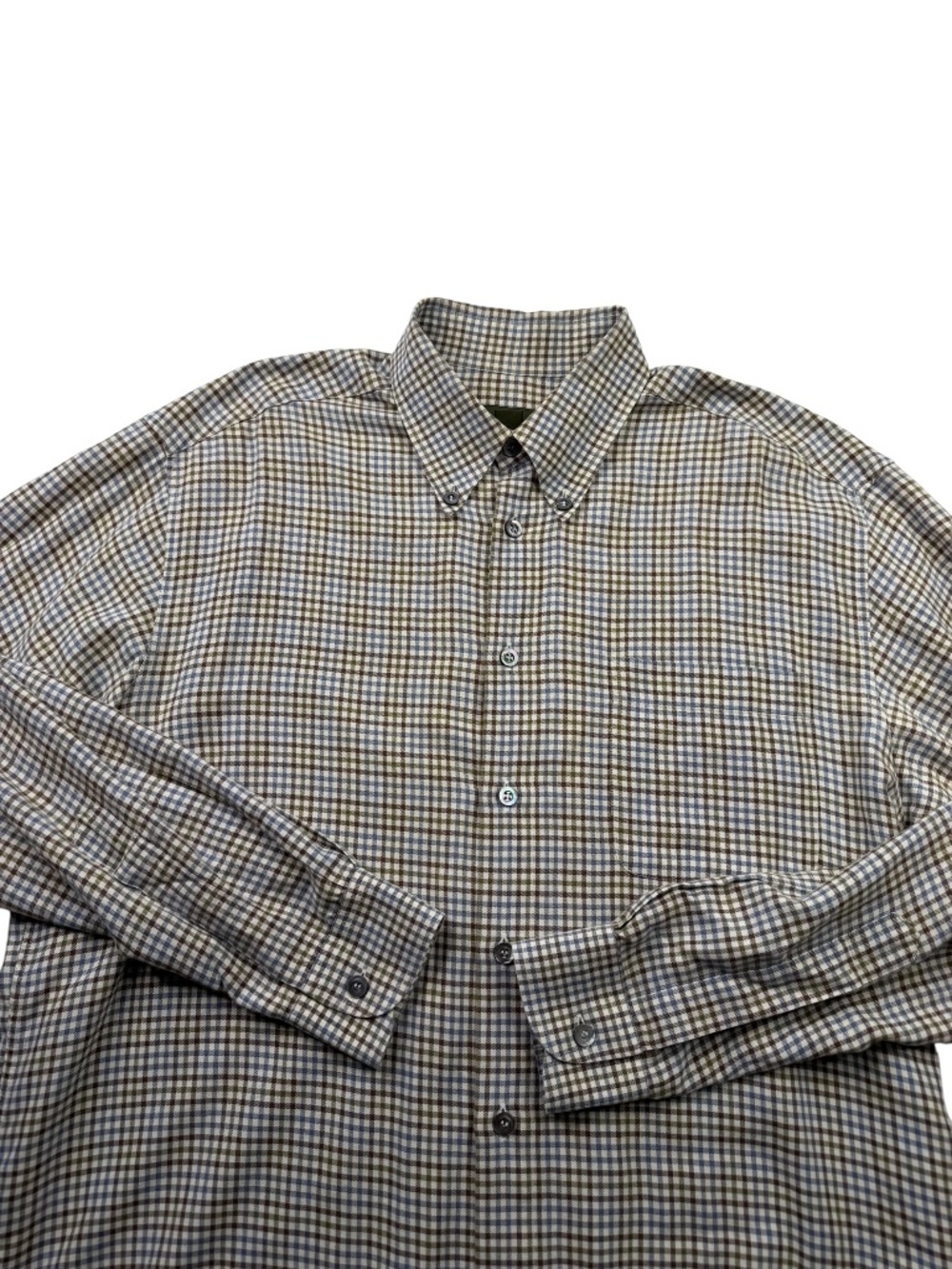 Ermenegildo Zegna Men Medium Red Blue Check Cotton Long Sleeve Button Down Shirt